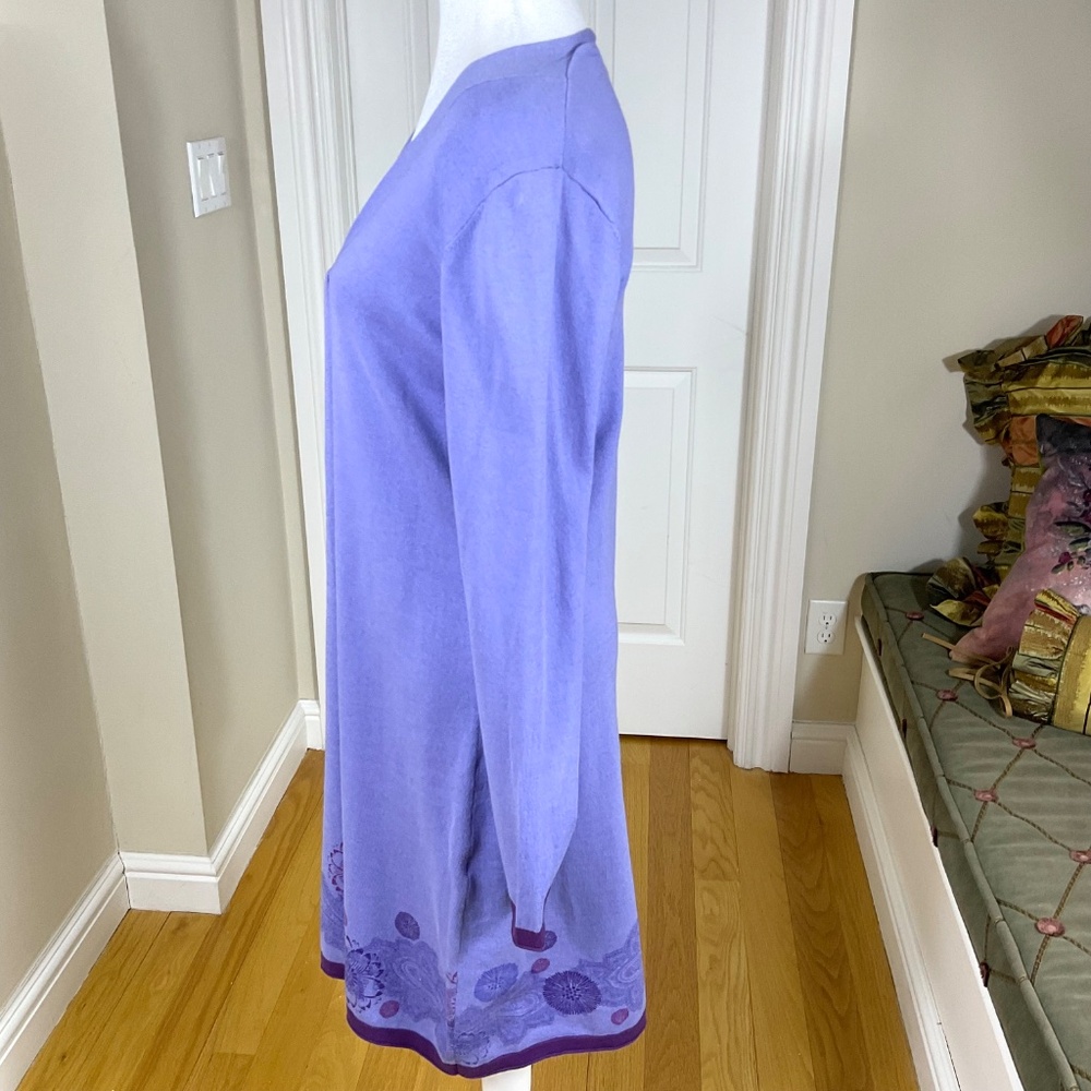Title Nine Knit Dress Cotton Purple Patterned Hem (M) NWT - Picture 2 of 9
